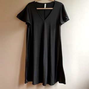 Black Cotton Blend A Line Swing dress